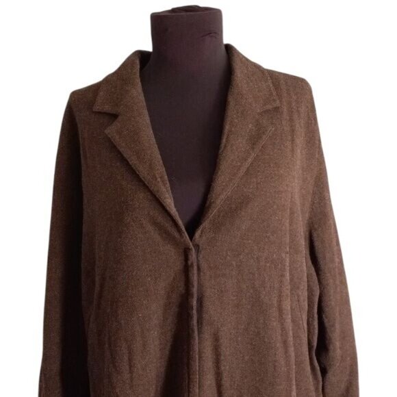 J Jill 20W Blazer Jacket Lined Snap Closure Wool Blend Oversized Brown Heather - Picture 5 of 12
